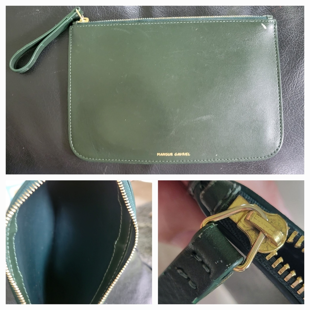 Commes des Garcons green leather wristlet Pouch